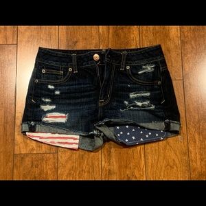 American Eagle patriotic jean shorts